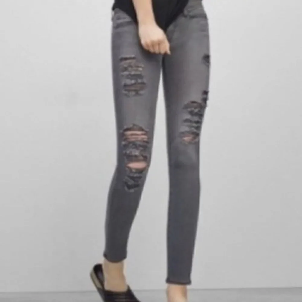 FRAME Denim Le Skinny de Jeanne Grey Shred - Picture 2 of 13